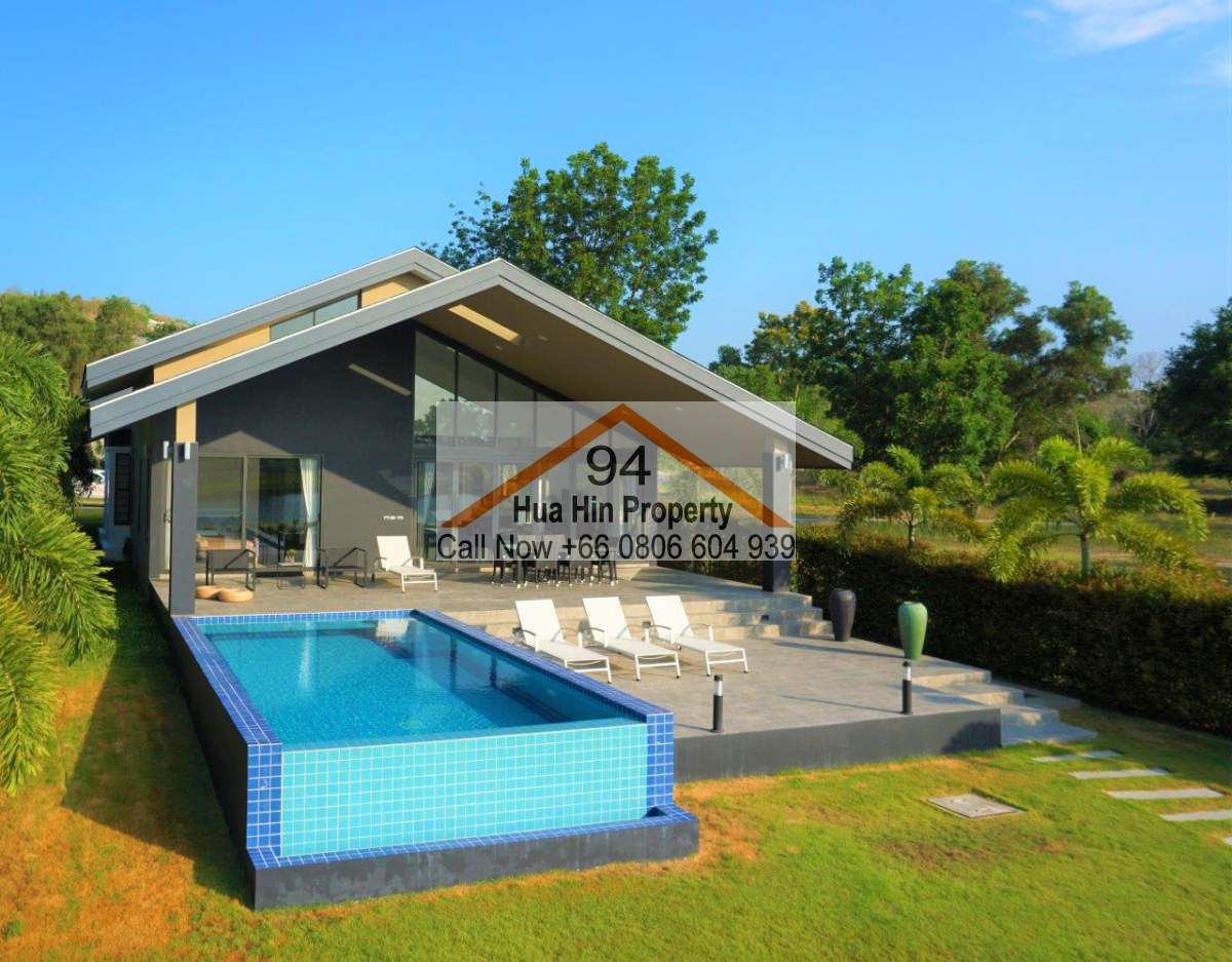 SH94178 Exclusive styled bright, modern Pool Villa on a Beautiful lake-view plot outside Hua Hin