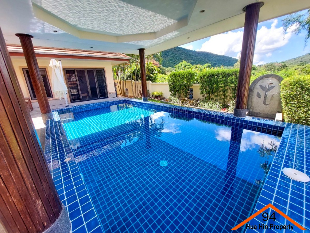 SH94491: PRICE DROP! Beautiful Fully Renovated Real Mountain View 2 Bed Pool Villa With No Common Fee 30 min south of Hua Hin