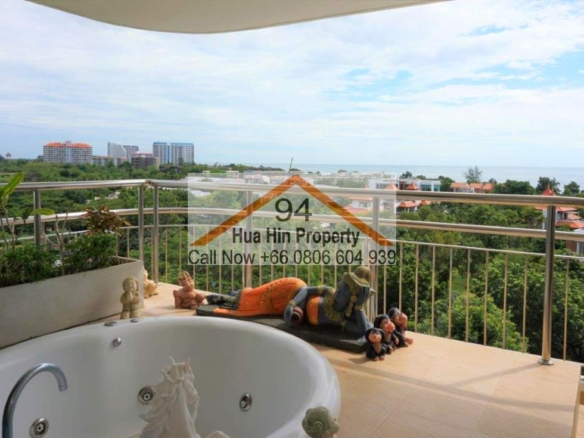SC94077 6th floor Sea View Hua Hin Condo with large covered balconies on 3 sides close to palm hills golf course